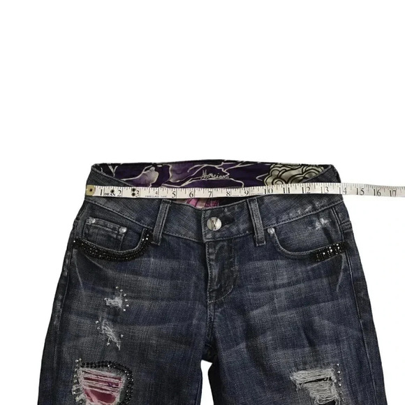 Vintage Marciano Y2K Jeans Embellished Distressed Low Rise Blue Boot Cut Size 25 - Picture 13 of 15